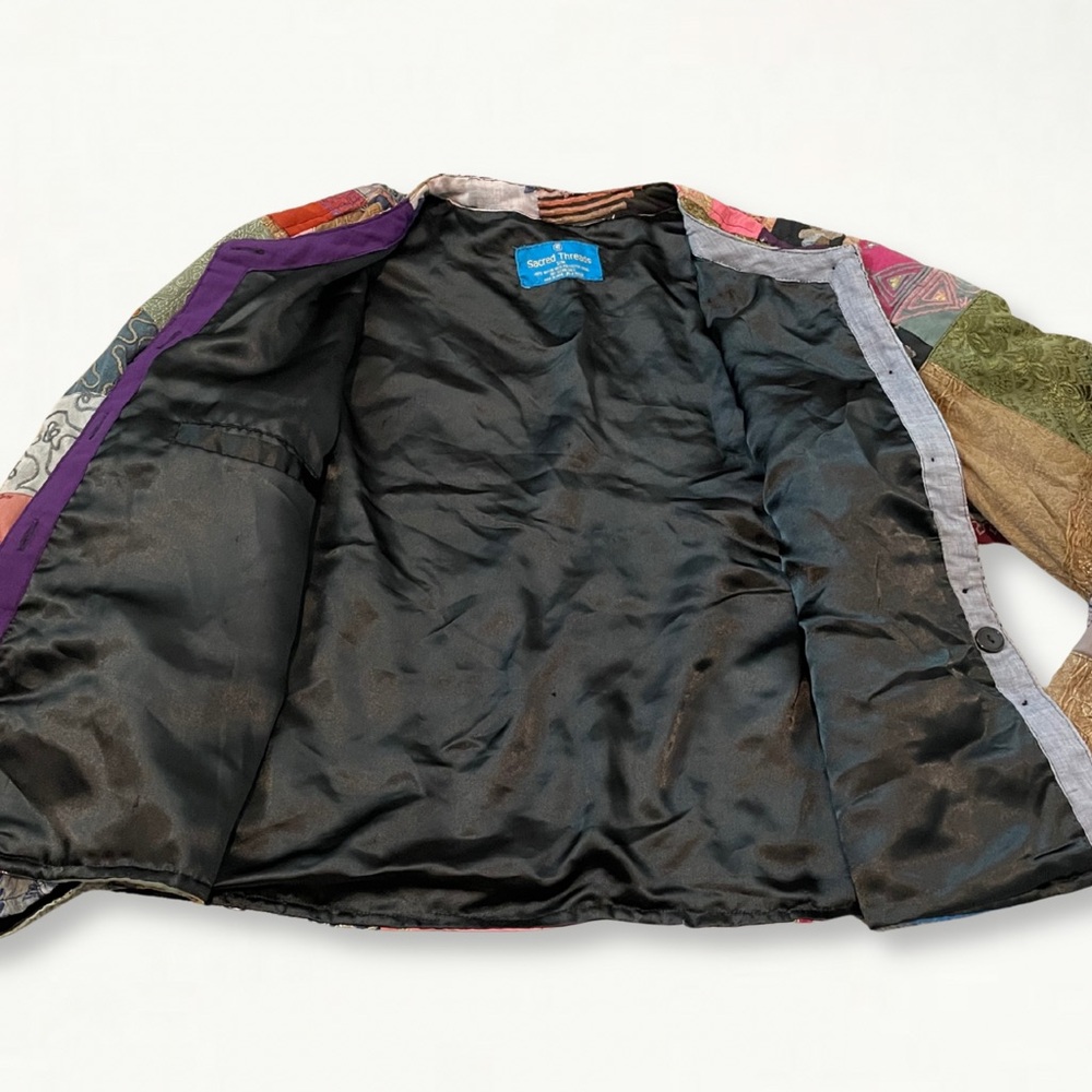 SOLD Colorful Quilted Patchwork Jacket Scared Threads Bohemian Embroidered - Picture 11 of 11